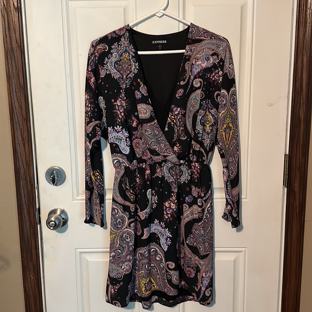 Express Paisley Dolman Sleeve Surplice Dress
